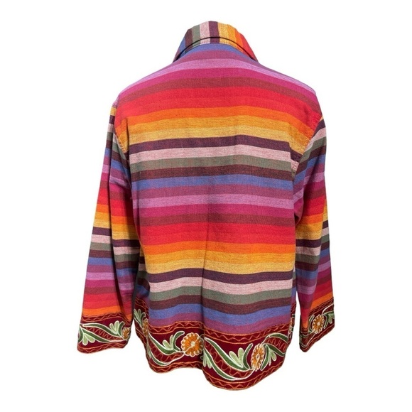 Tan-Zara Tantrums Western Aztec Embroidered Rainbow Button Front Jacket size S - Picture 3 of 13